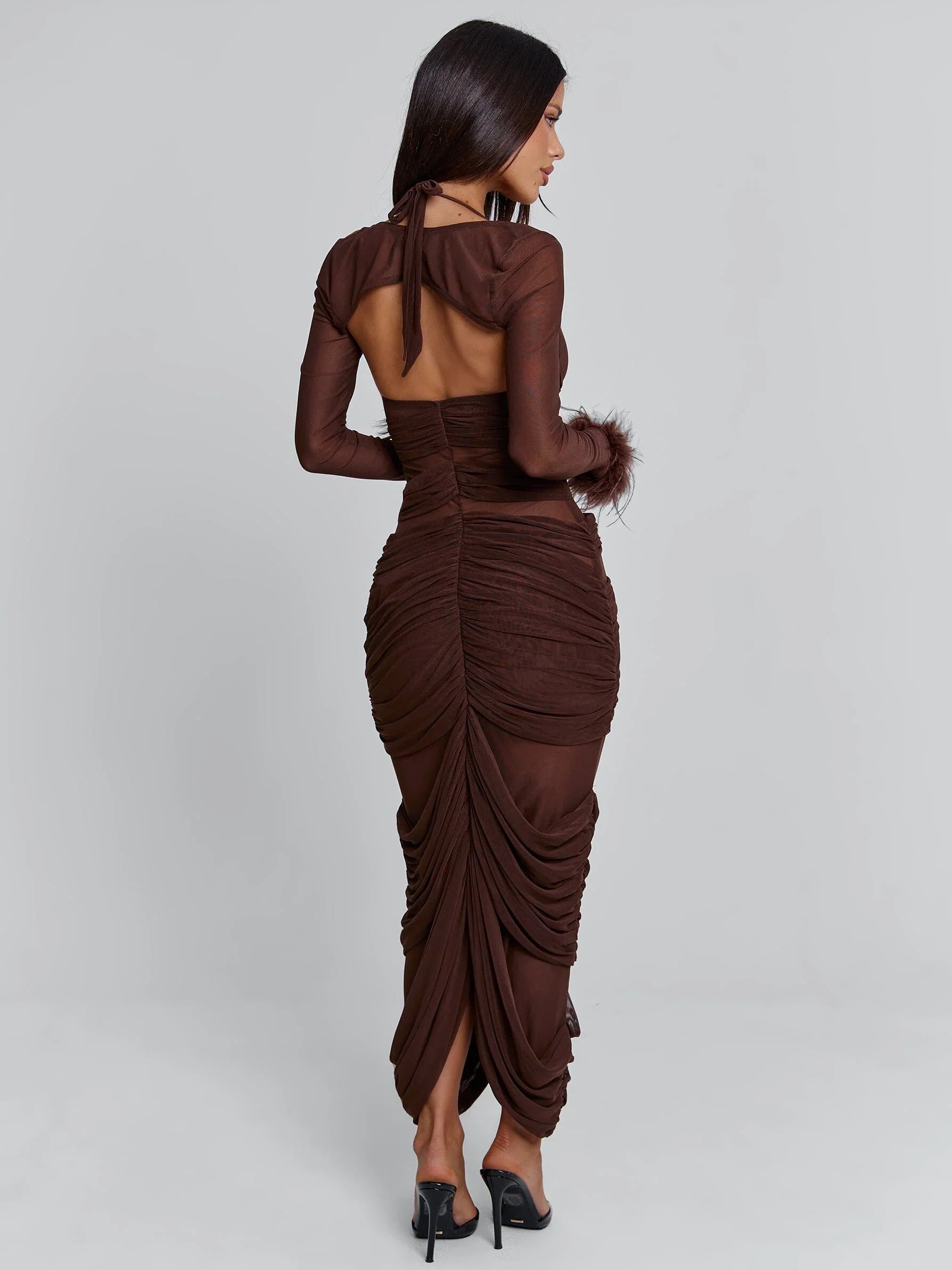 CHERREY MAXI DRESS CHOCOLATE