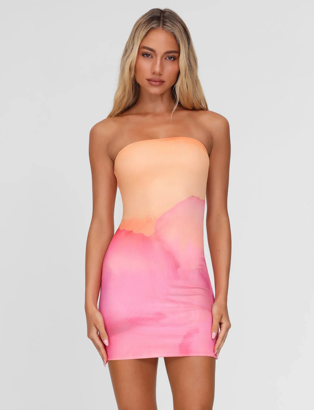 CHER MINI DRESS - PINK : MACRO FLORAL : PINK HIBISCUS