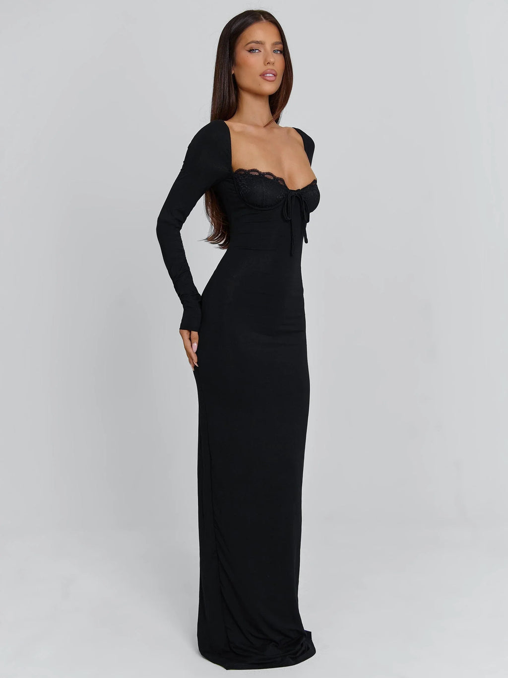 DIONNE LONG SLEEVE MAXI DRESS BLACK