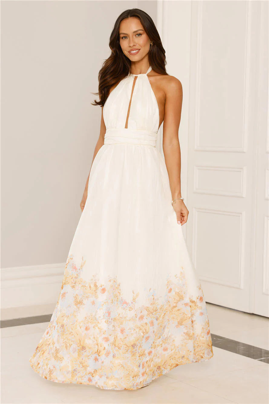 The Meadow’s Secret Halter Maxi Dress Yellow