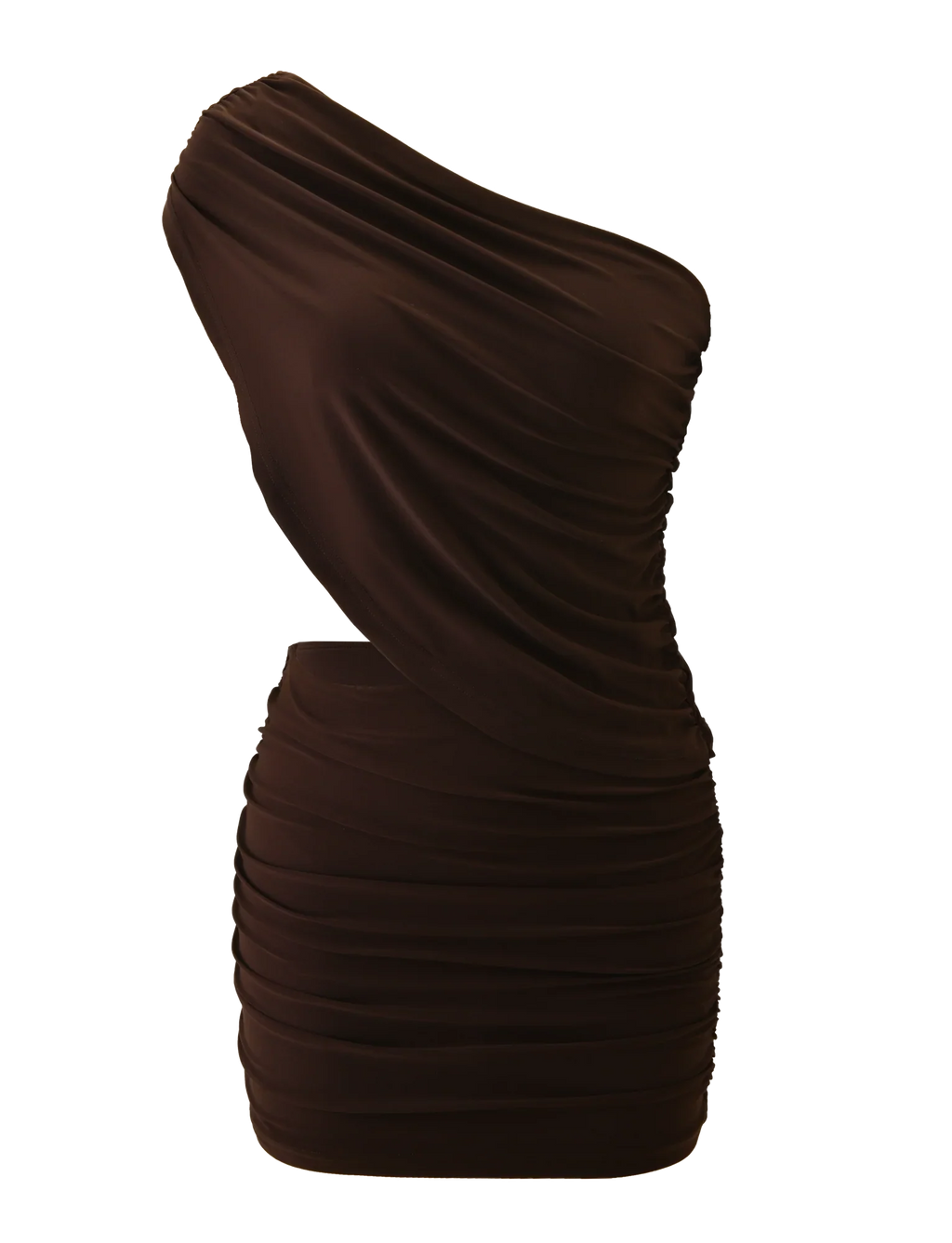 RYLAND DRAPED MINI DRESS - CHOCOLATE
