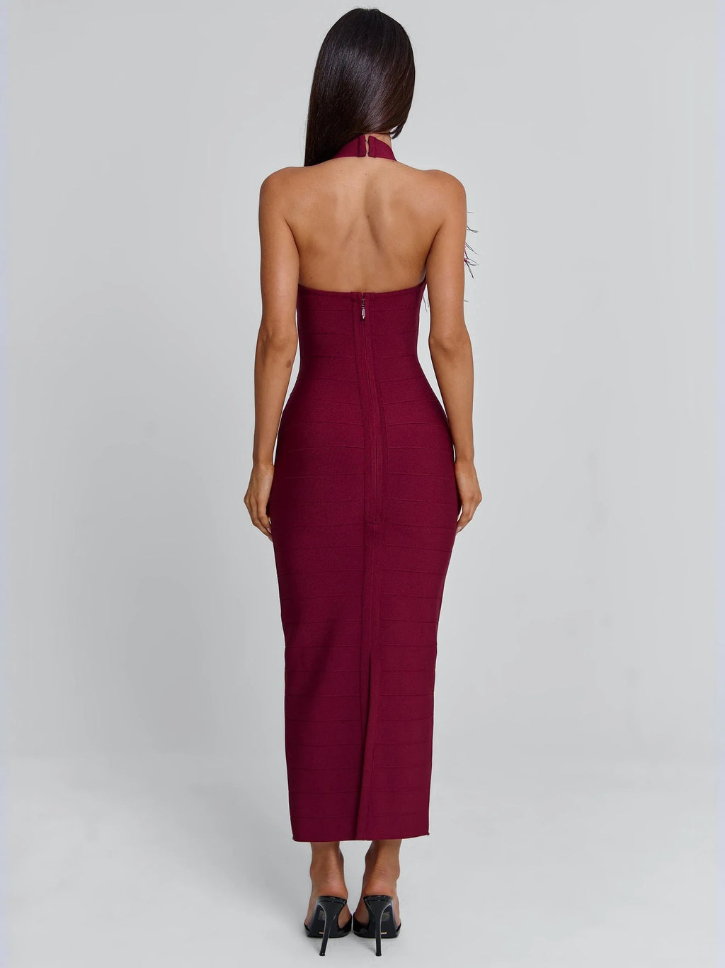 LUNABELLE MIDI DRESS BURGUNDY