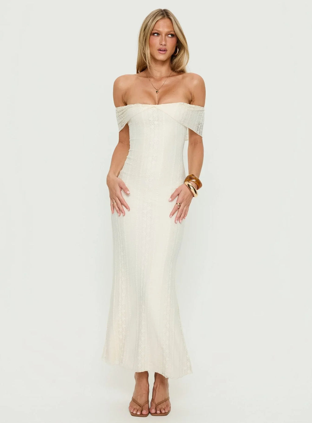 Ladonna Off Shoulder Maxi Dress Cream