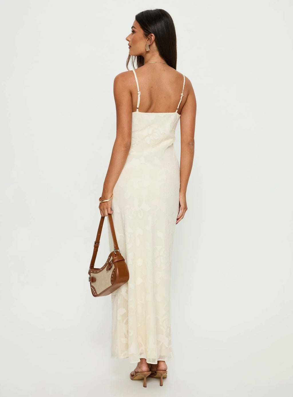 Madalena Frill Maxi Dress Beige Floral