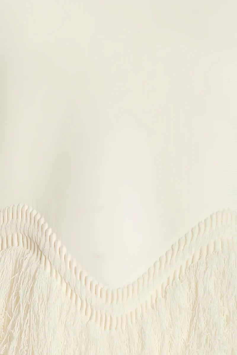 Jora White Fringe Maxi Dress Two Piece Set