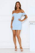 Gorgeous Nights Off Shoulder Mini Dress Blue