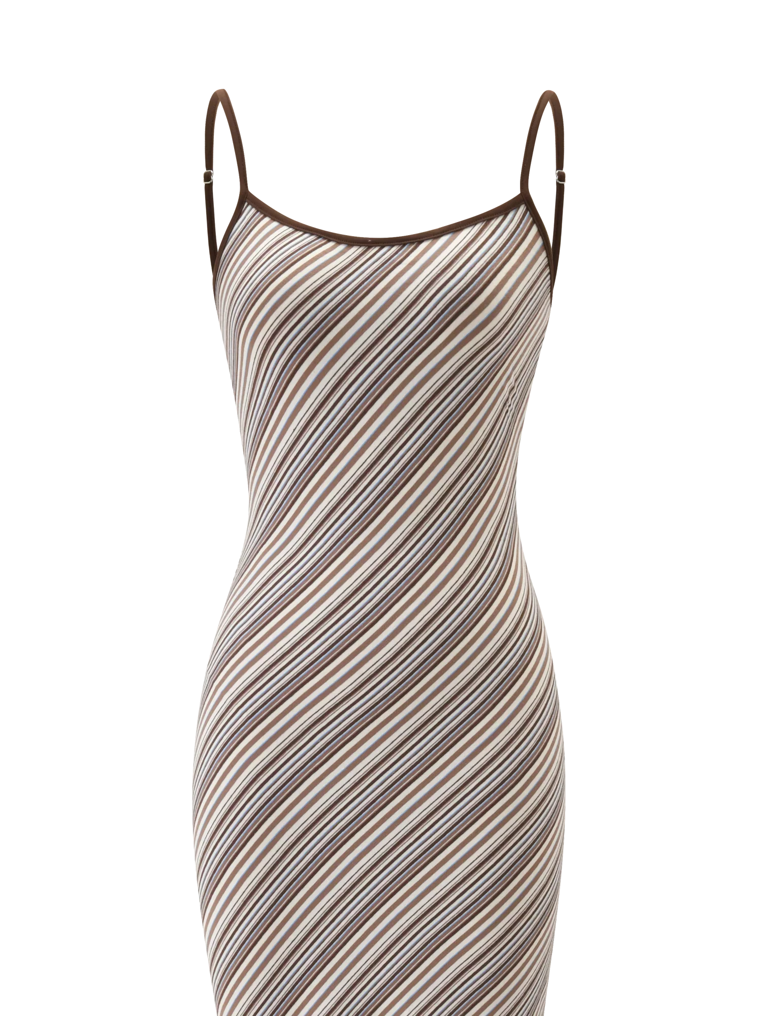 SLOANE MAXI DRESS - TAN AND CHOC STRIPE
