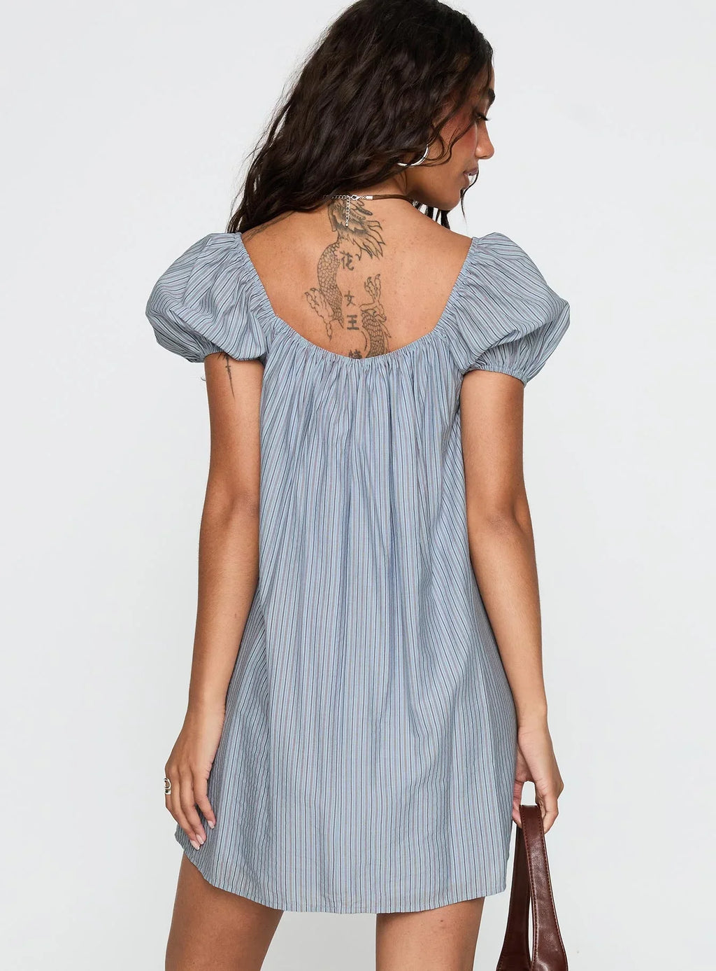 Wayfaire Smock Mini Dress Blue Stripe