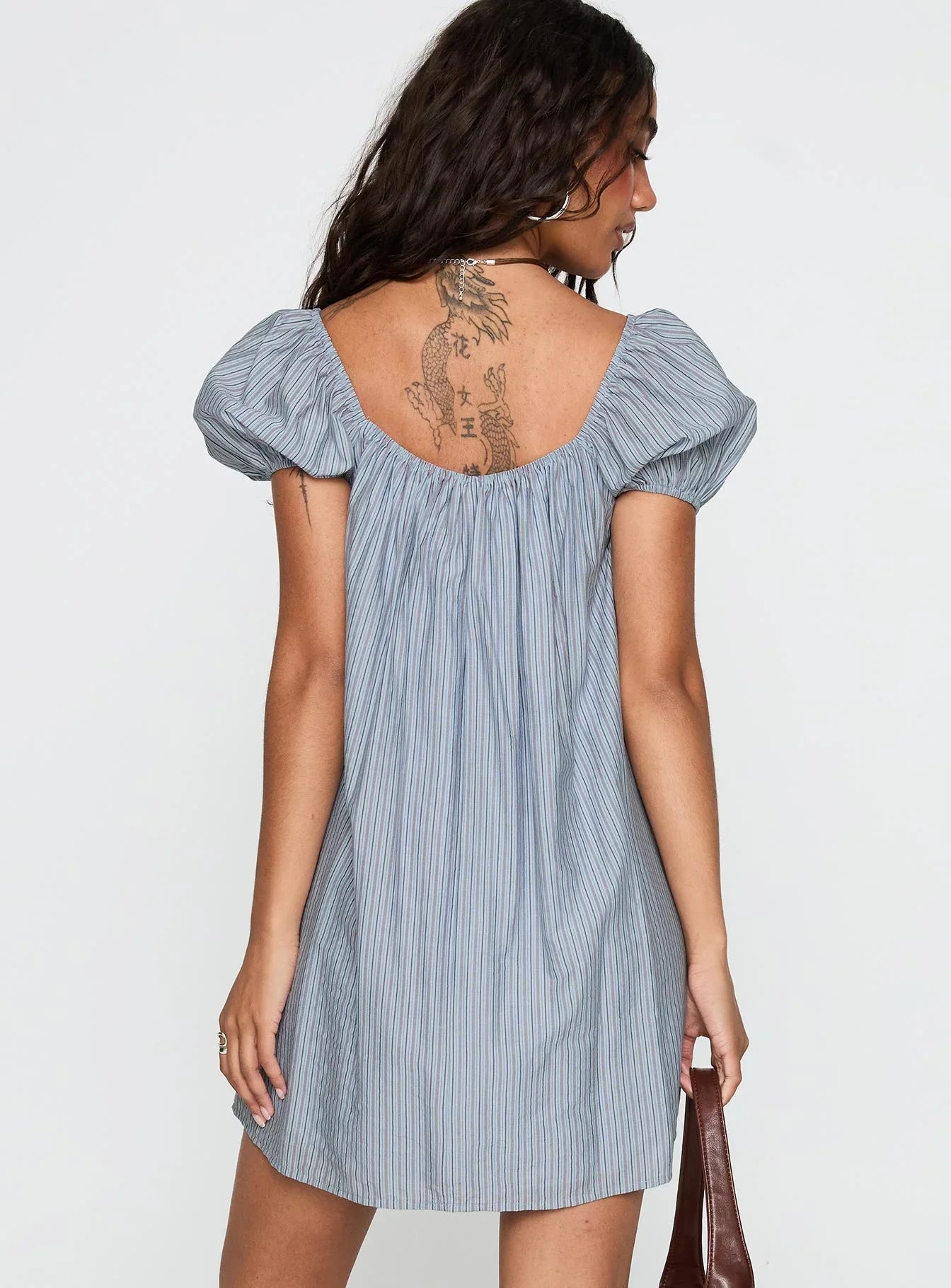 Wayfaire Smock Mini Dress Blue Stripe