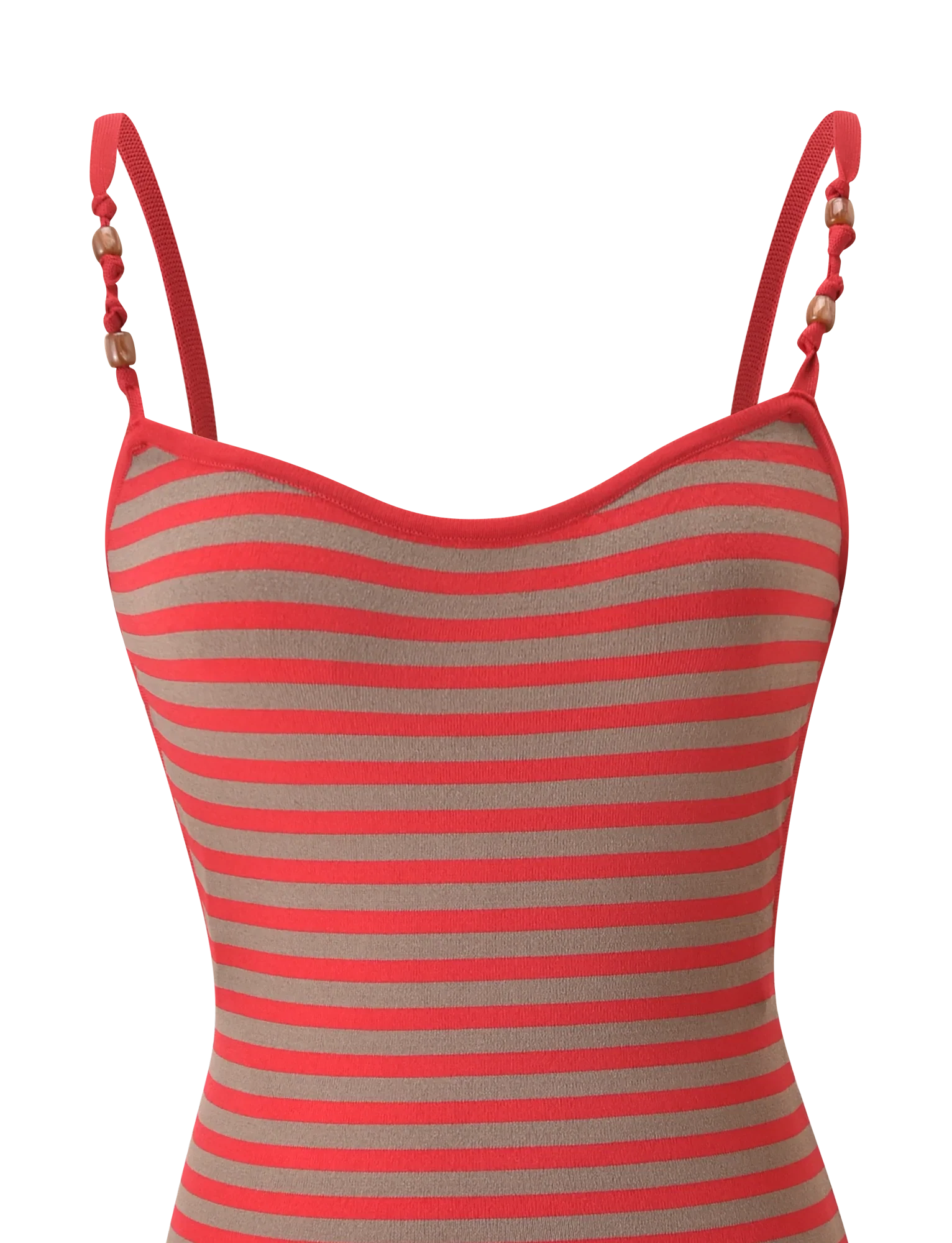 REVERIE KNIT BEADED MINI DRESS - RED MUSHROOM STRIPE
