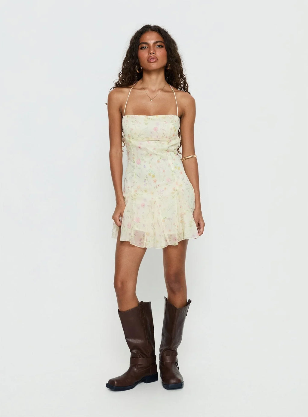 Delamere Mini Dress Yellow Floral