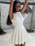 Composure Pleat Mini Dress White Petite