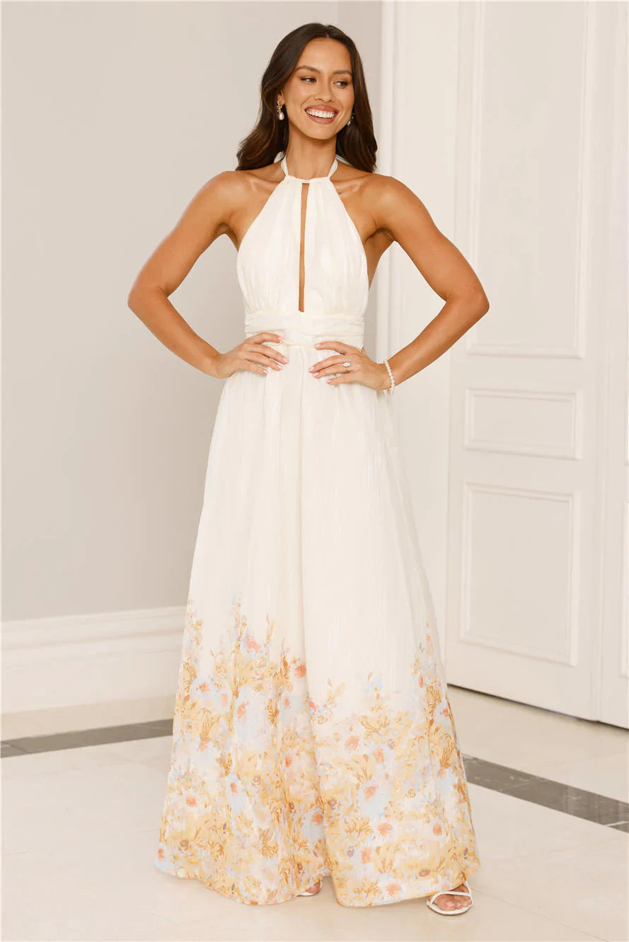 The Meadow’s Secret Halter Maxi Dress Yellow