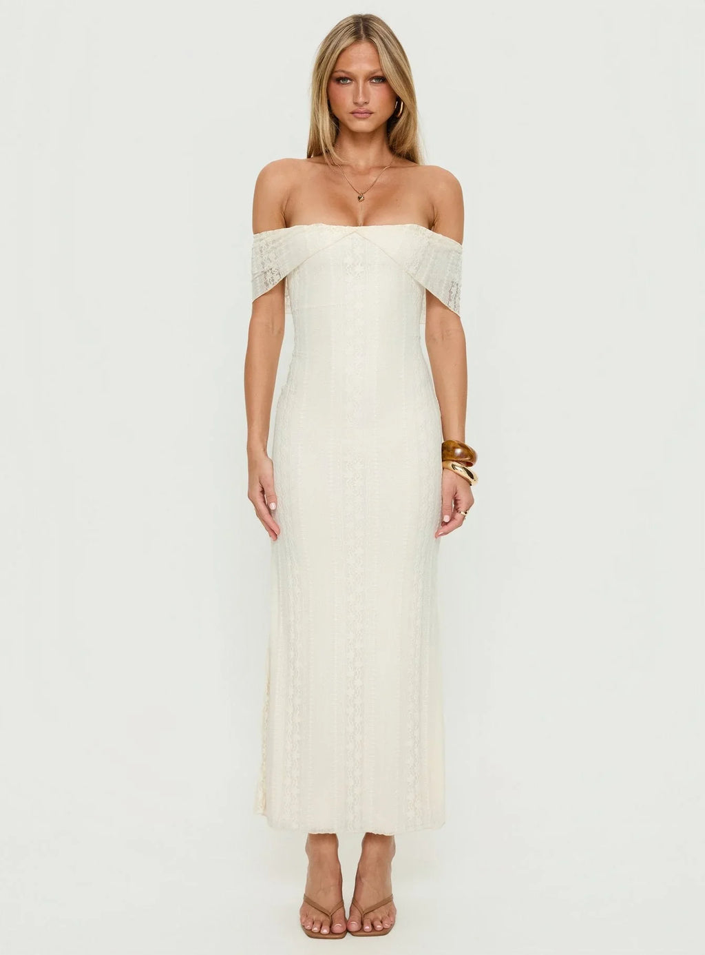 Ladonna Off Shoulder Maxi Dress Cream