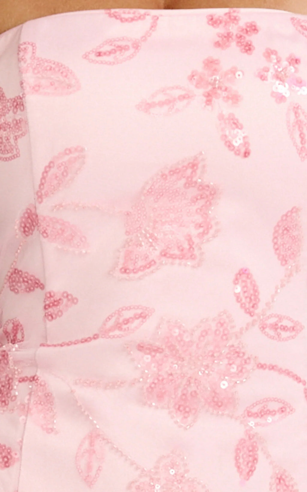 Electra Maxi Dress - Strapless Sequin Embellished  Dress in Soft Pink