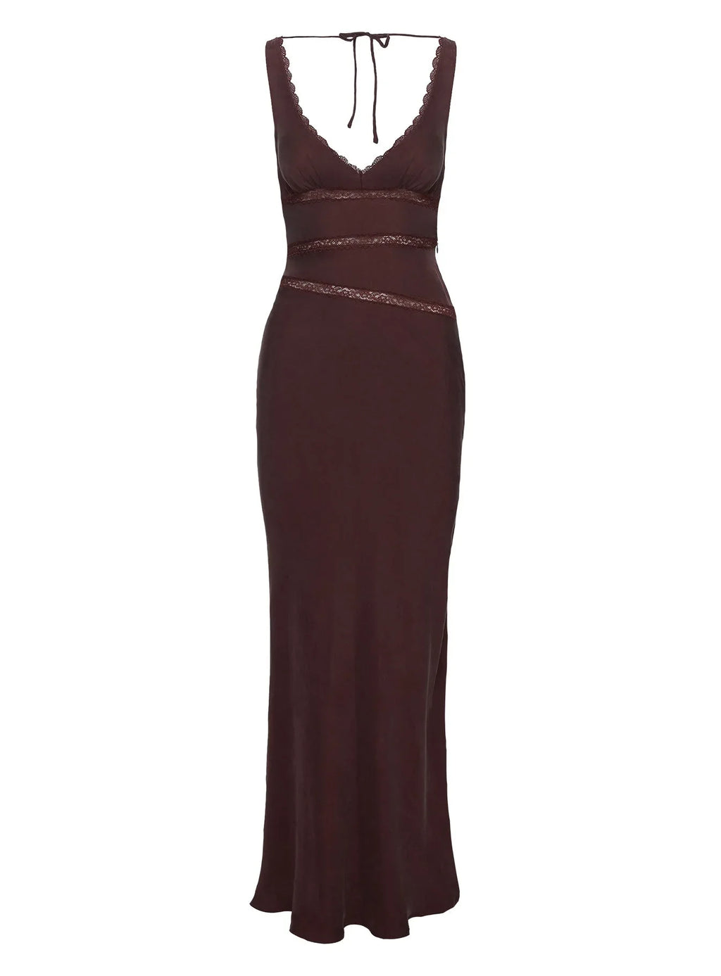 Karlotta Lace Bias Maxi Dress Brown