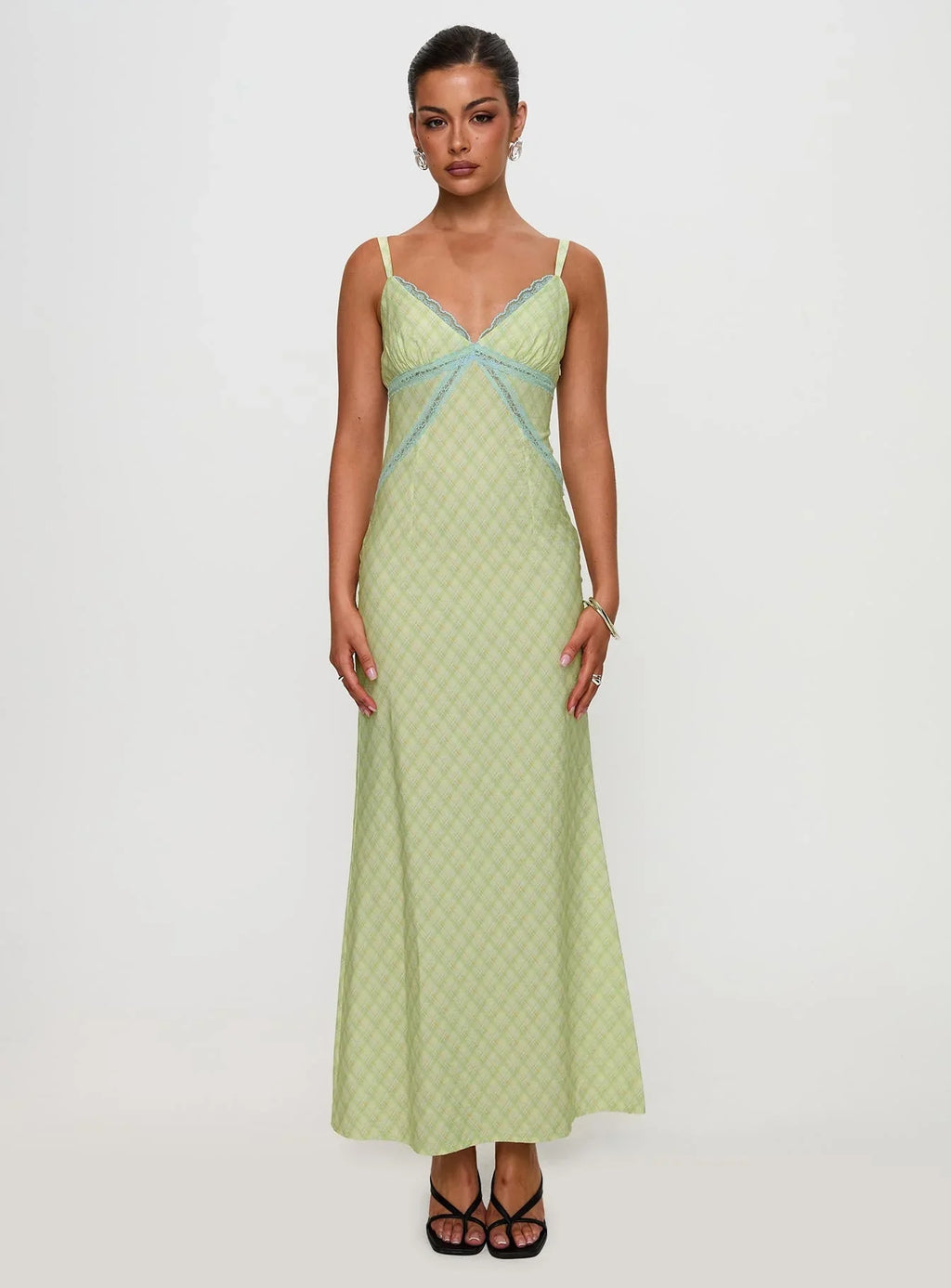 Leabella Maxi Dress Green Check