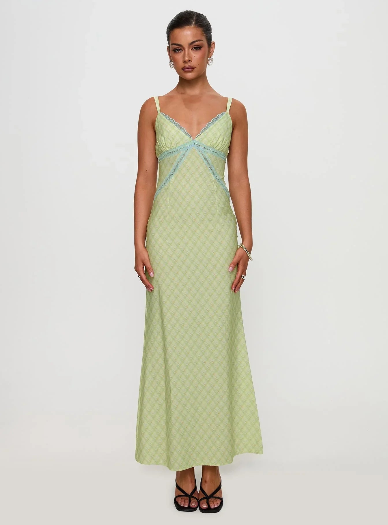 Leabella Maxi Dress Green Check