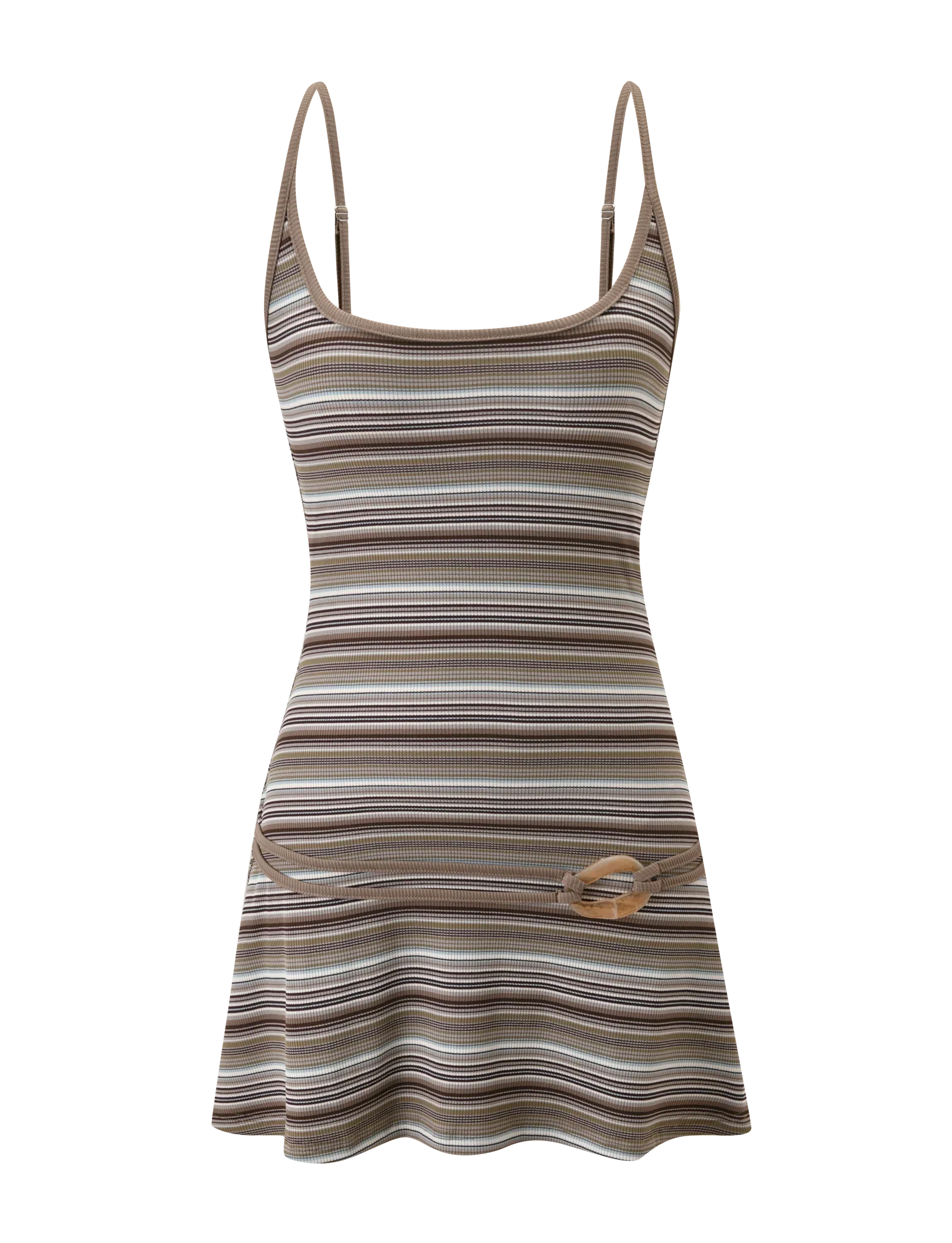 CELESTE MINI DRESS - BROWN MULTISTRIPE