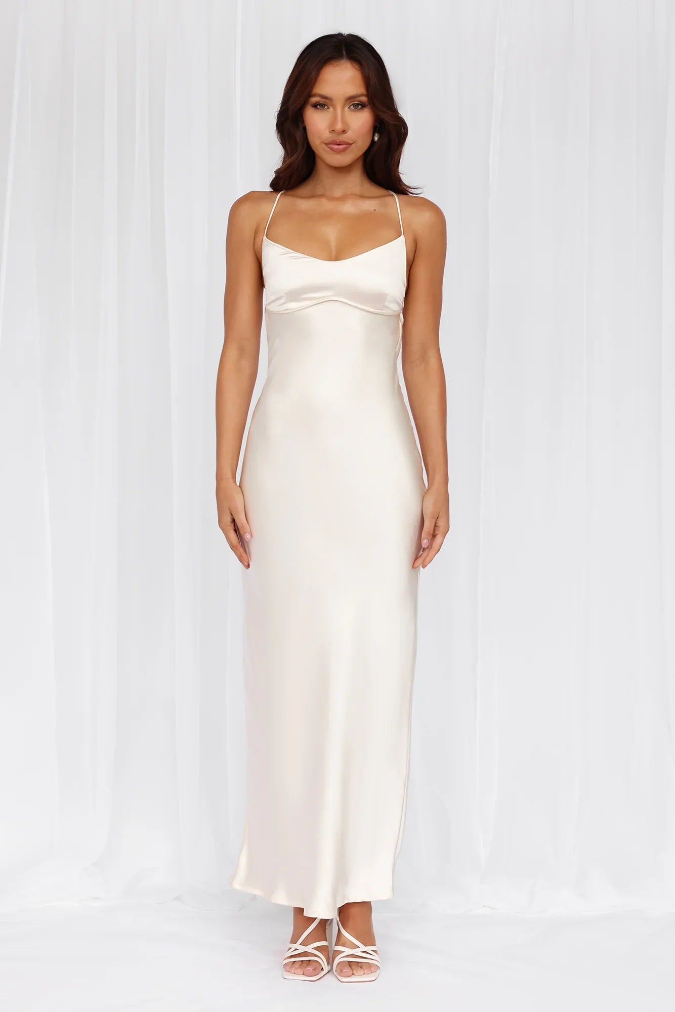 Rose Pink The Samara Satin Maxi Dress Pearl