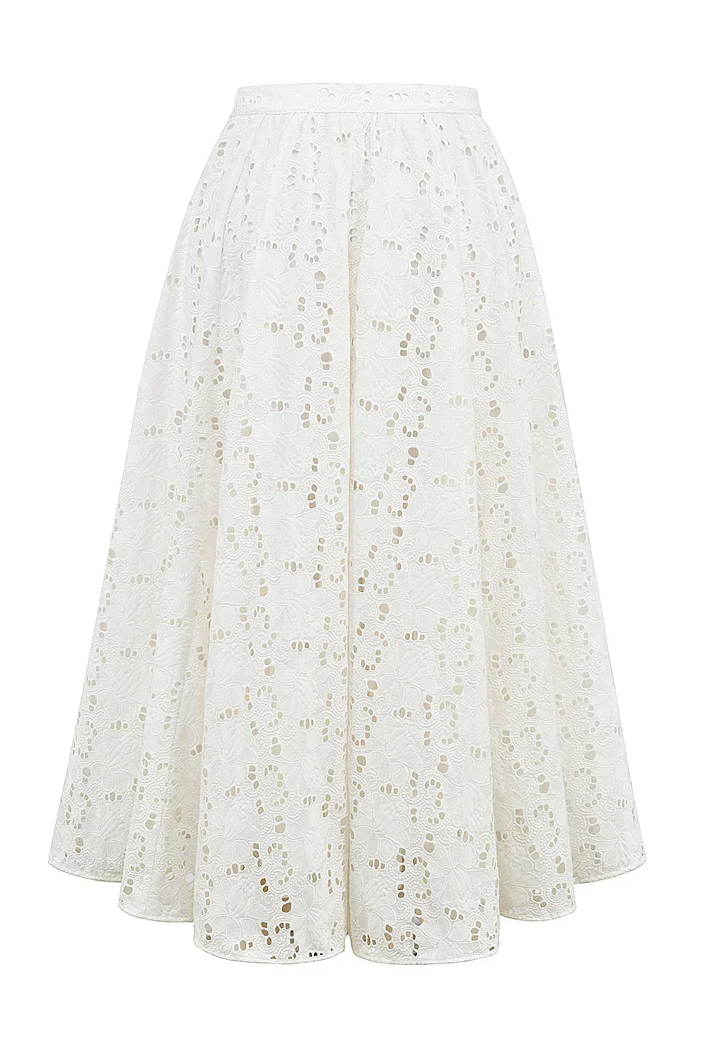 White Broderie Anglais Midi Skirt