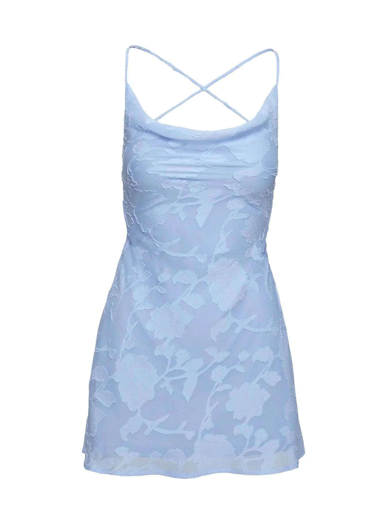Celena Mini Dress Light Blue Burnout Tall