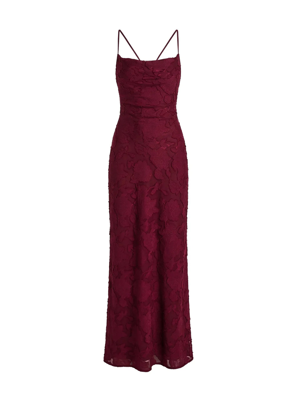 Celena Maxi Dress Burgundy Burnout