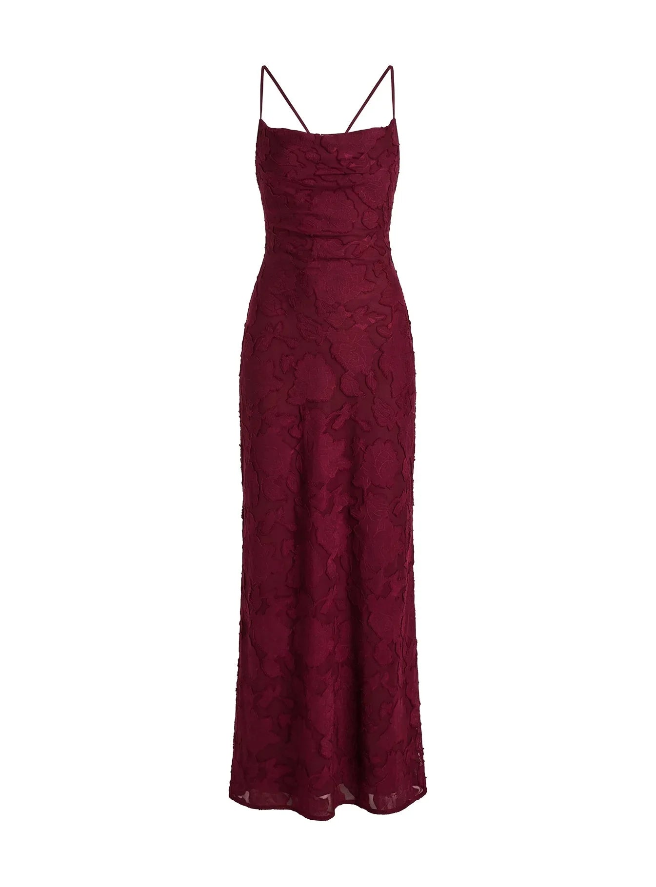 Celena Maxi Dress Burgundy Burnout
