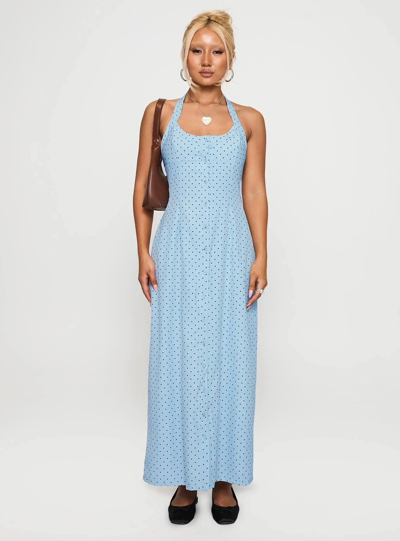 Mallorie Halter Maxi Dress Blue / Black Polka