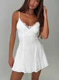 Bloomie Lace Godet Mini Dress White