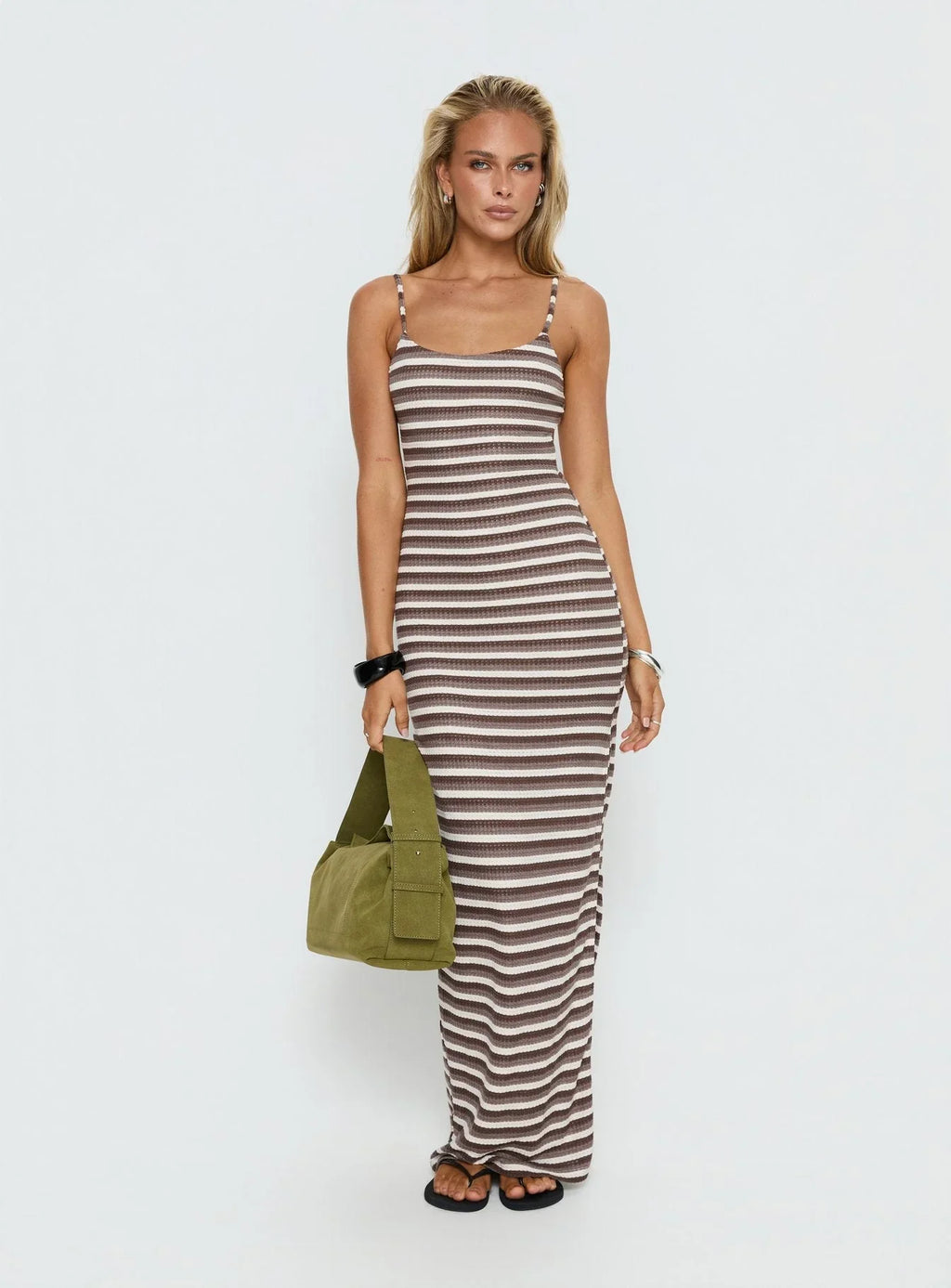 Elestria Maxi Dress Brown Stripe