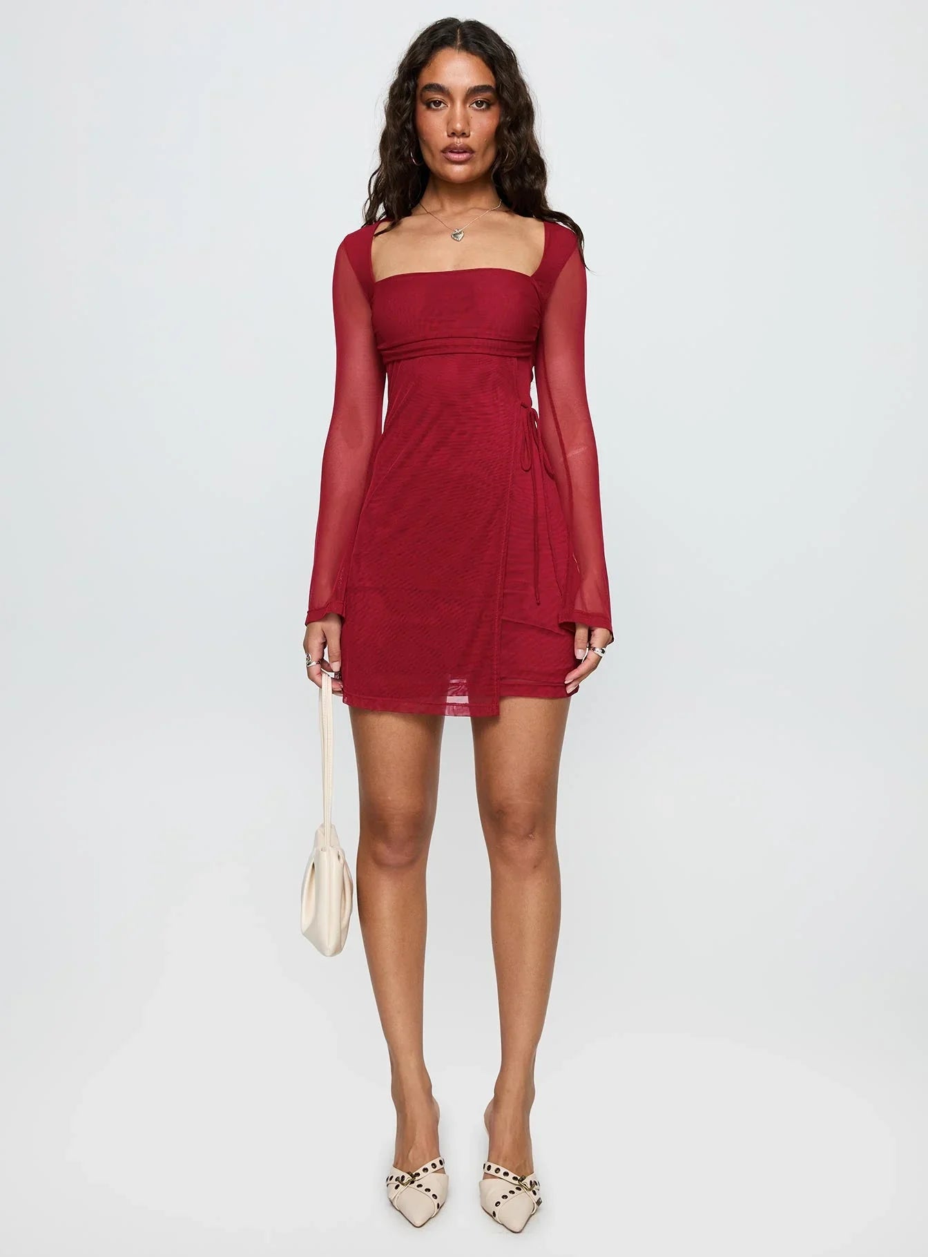 Martinez Long Sleeve Mini Dress Currant