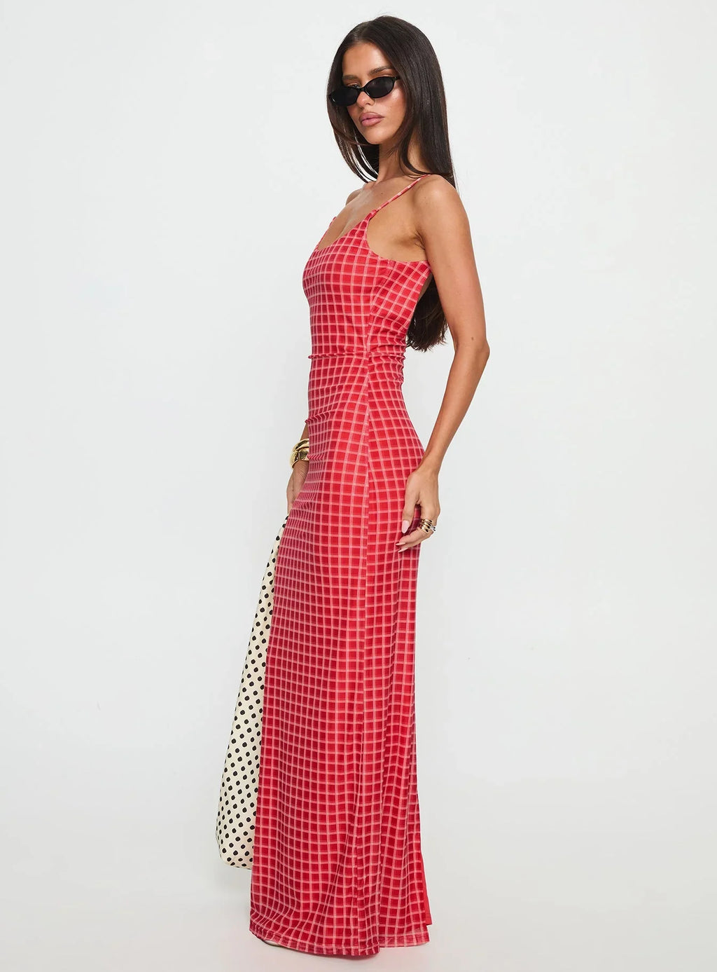 Izabella Maxi Dress Red Check
