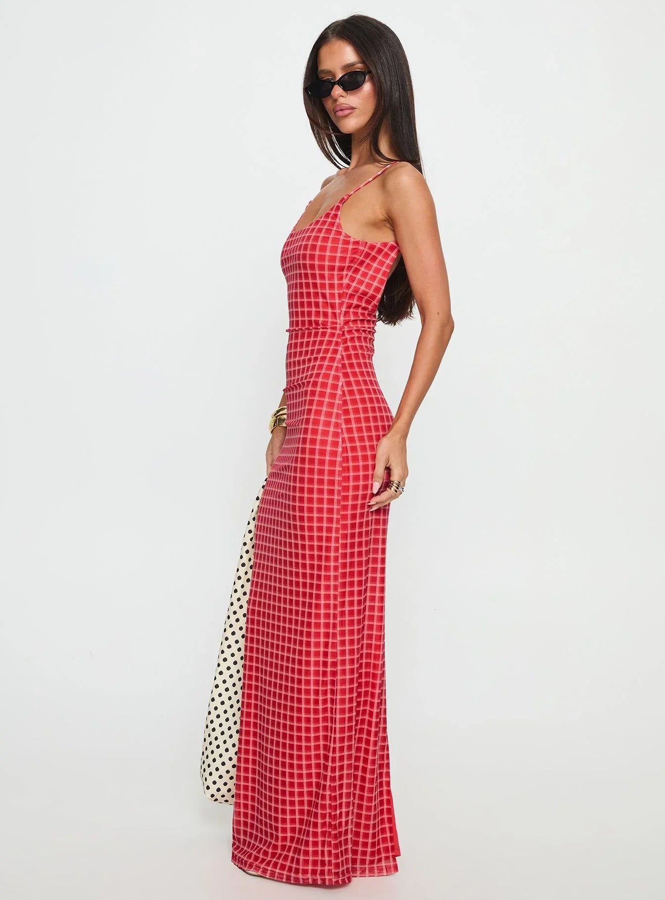 Izabella Maxi Dress Red Check