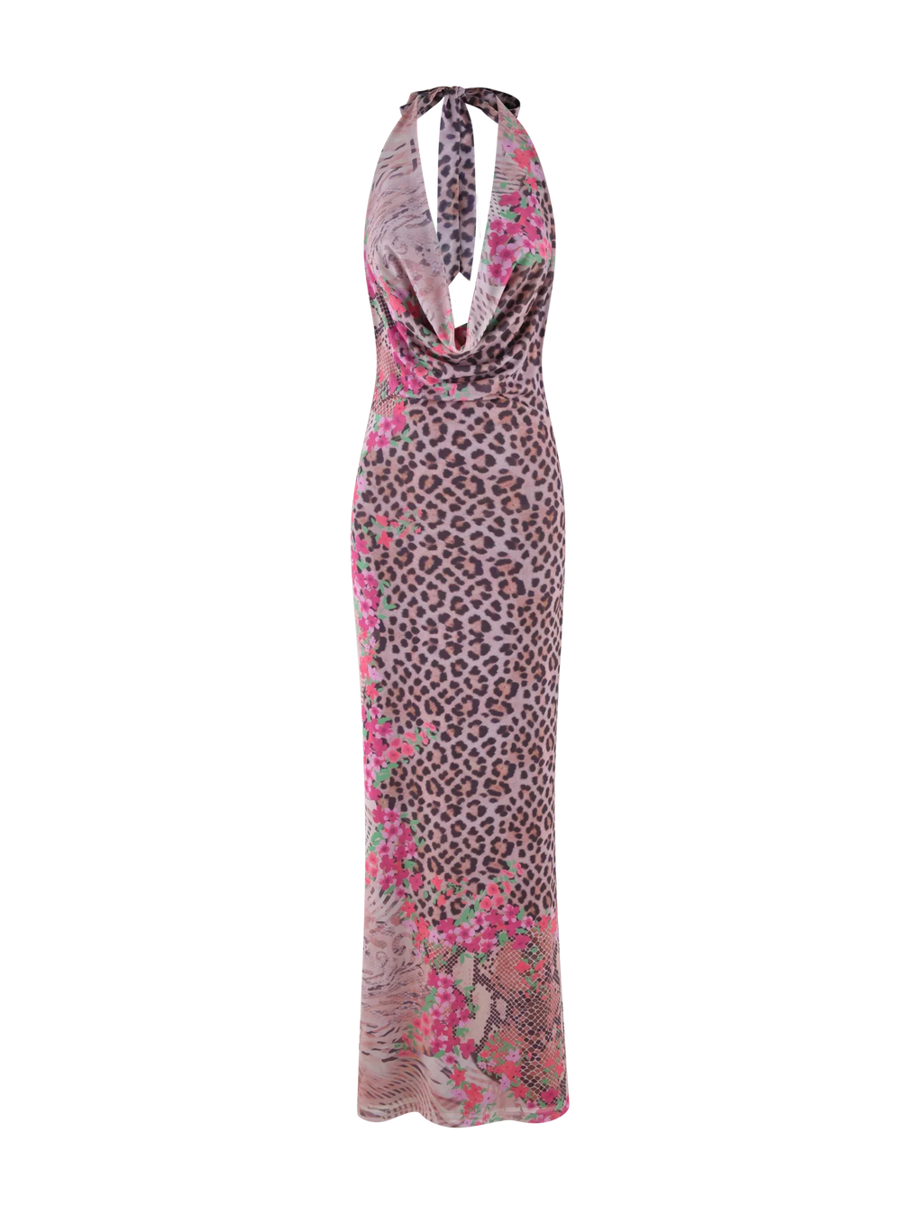 CATALINA MAXI DRESS - NEUTRAL : ANIMAL : ANIMAL FLORAL BORDER