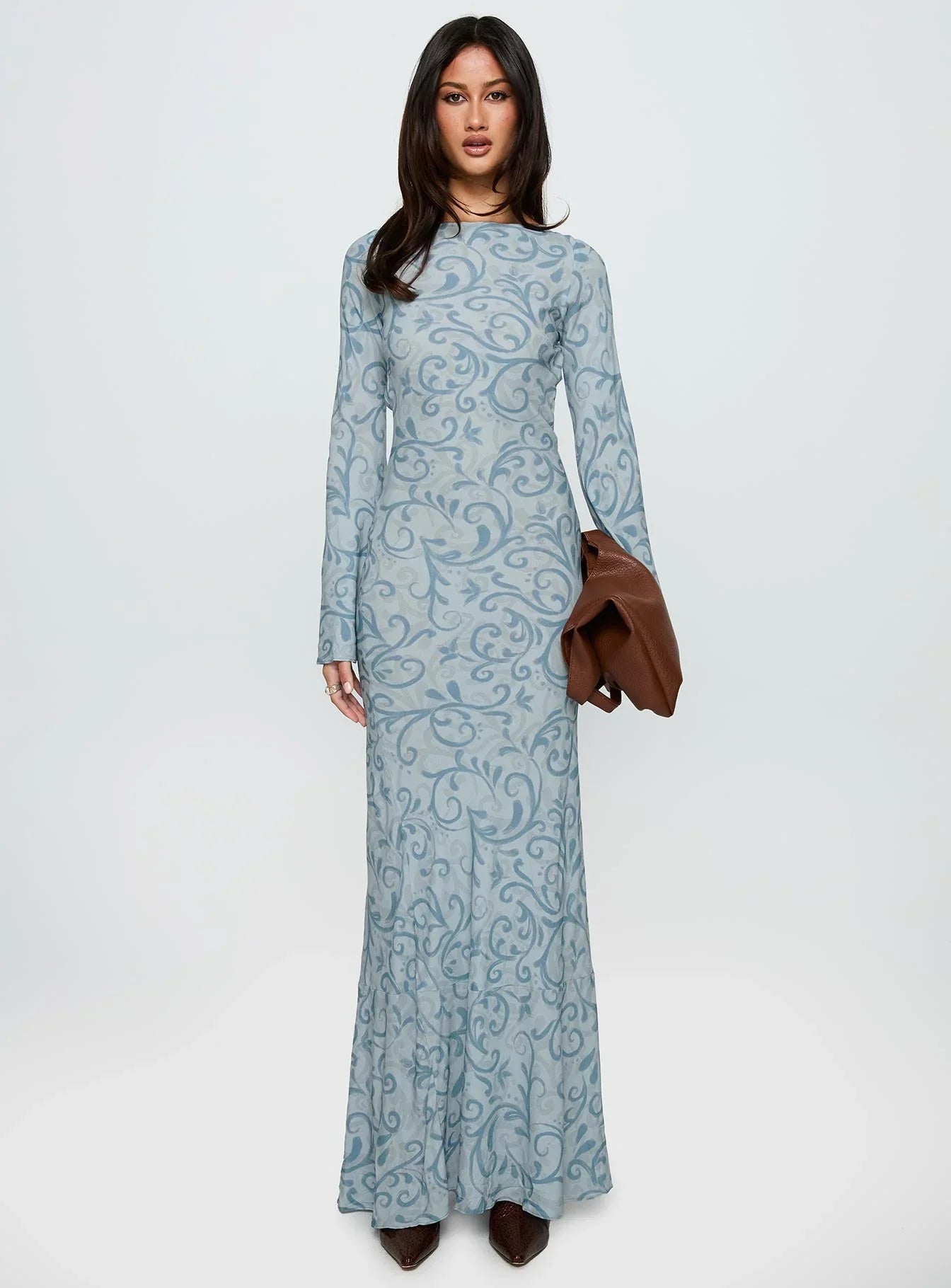 Miss Your Touch Backless Maxi Dress Blue Multi
