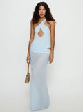Jewelle One Shoulder Sheer Maxi Dress Blue