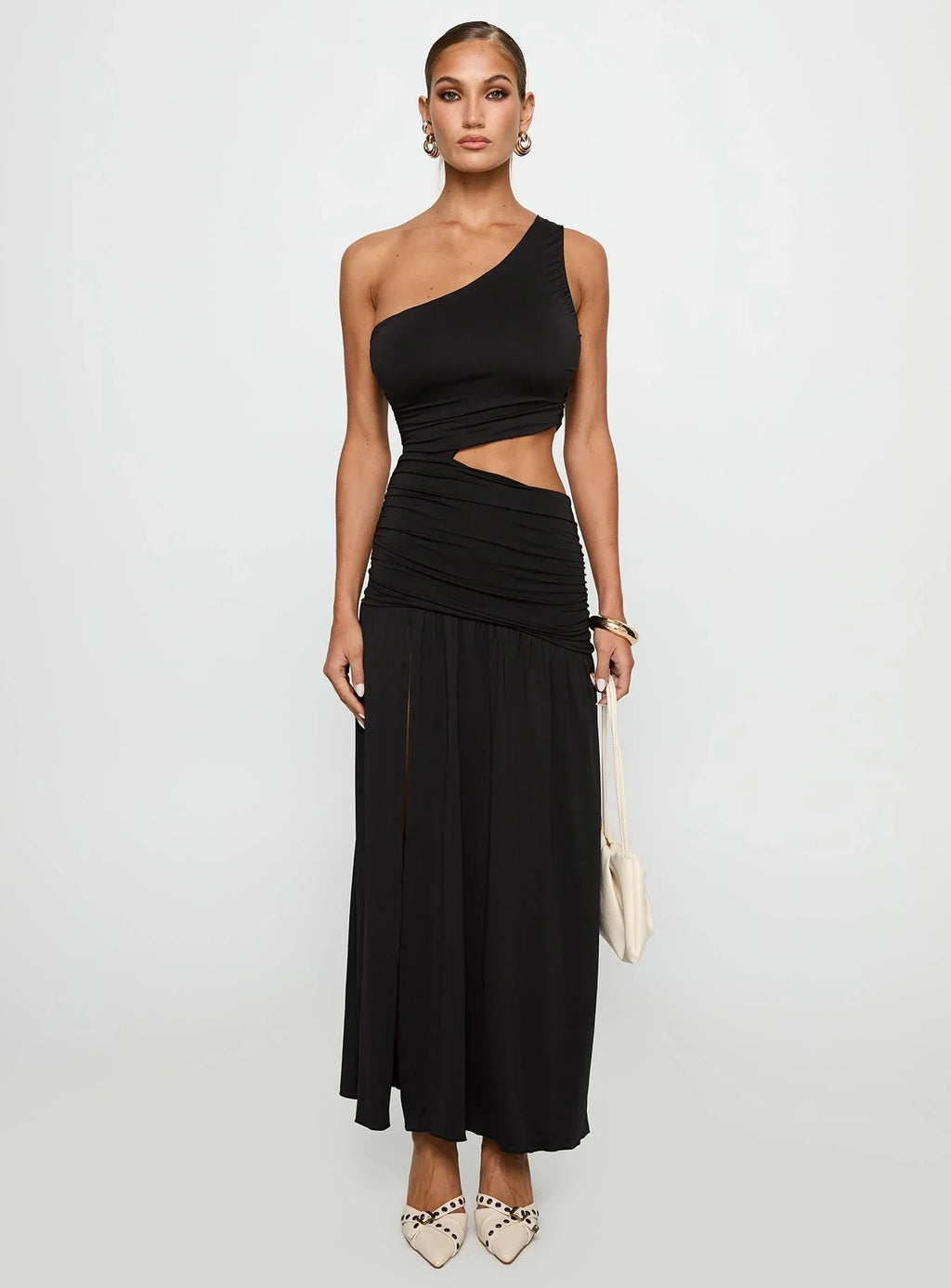 Magnetize Ruched Maxi Dress Black