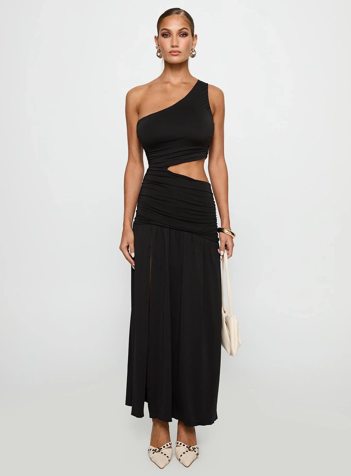 Magnetize Ruched Maxi Dress Black