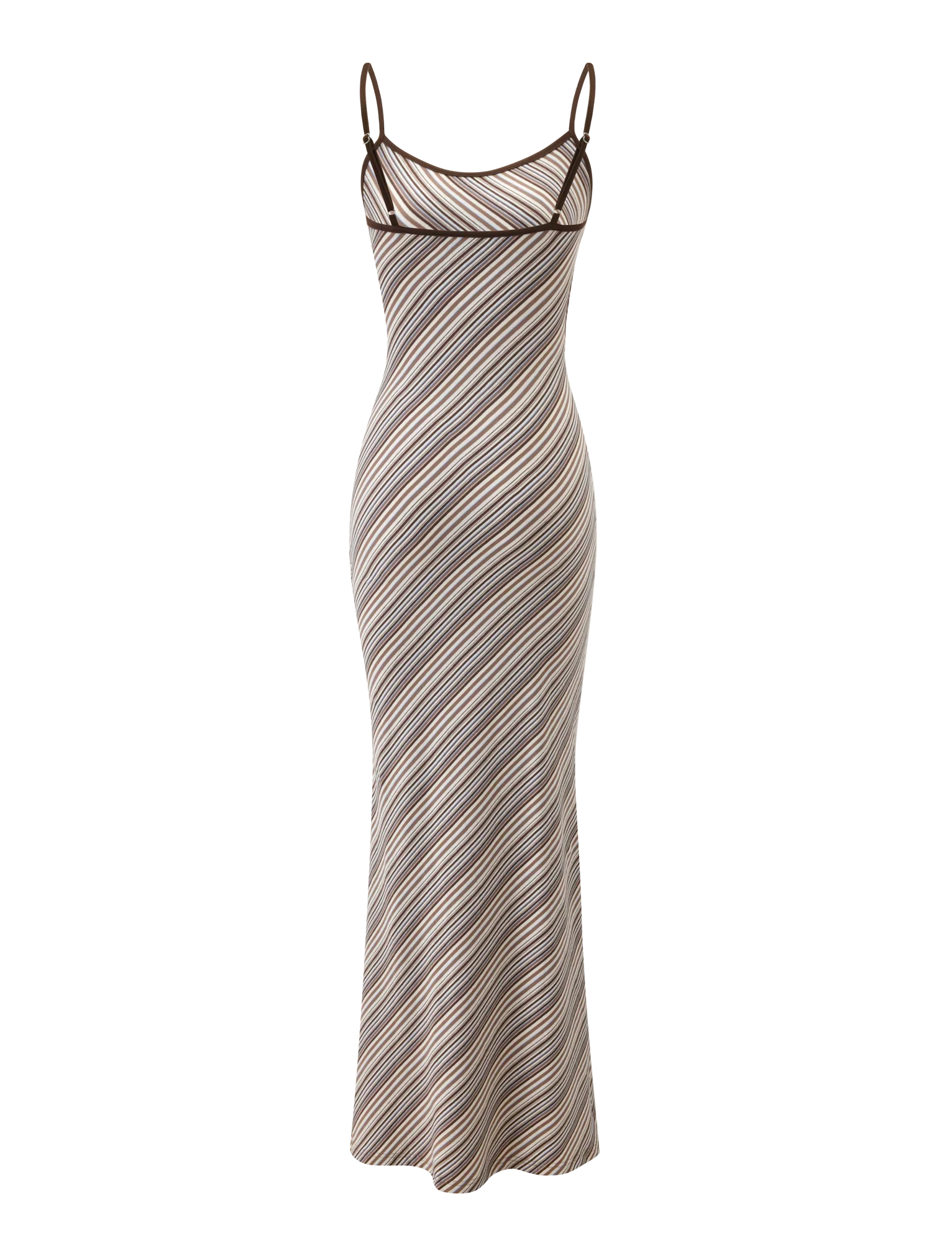 SLOANE MAXI DRESS - TAN AND CHOC STRIPE