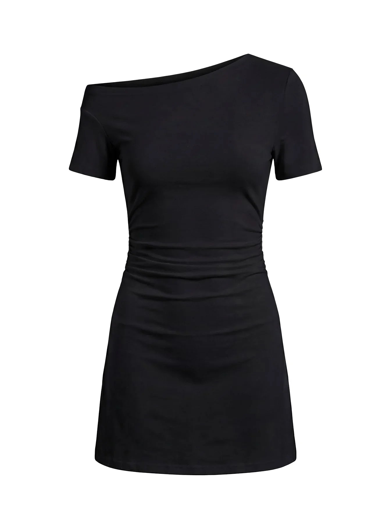 Avriana Off Shoulder T-Shirt Mini Dress Black