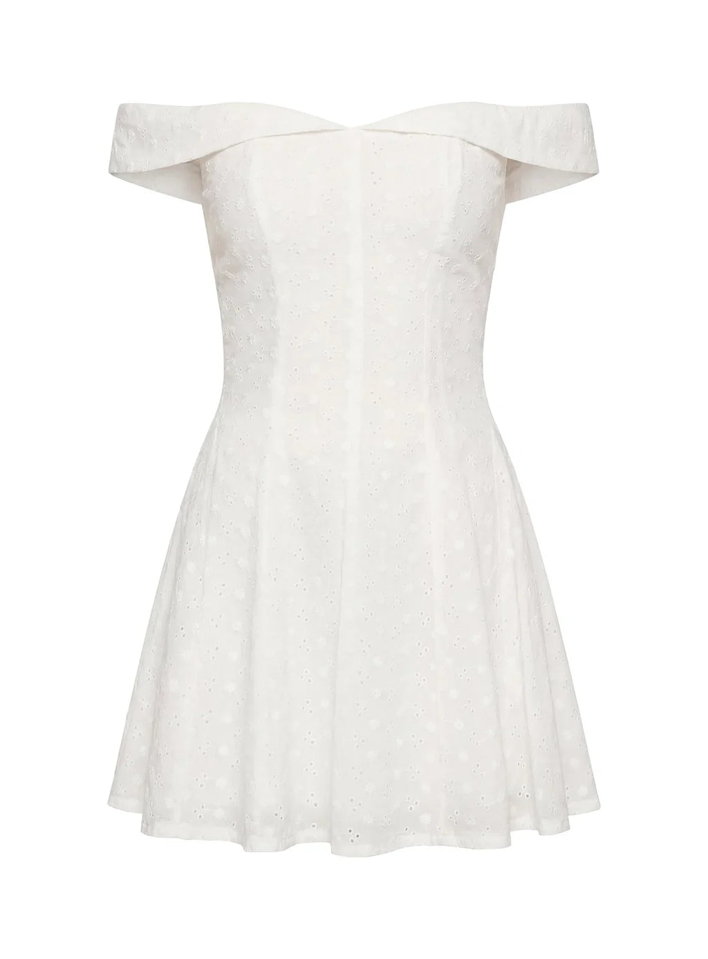 Rosebud Broderie Off The Shoulder Mini Dress White