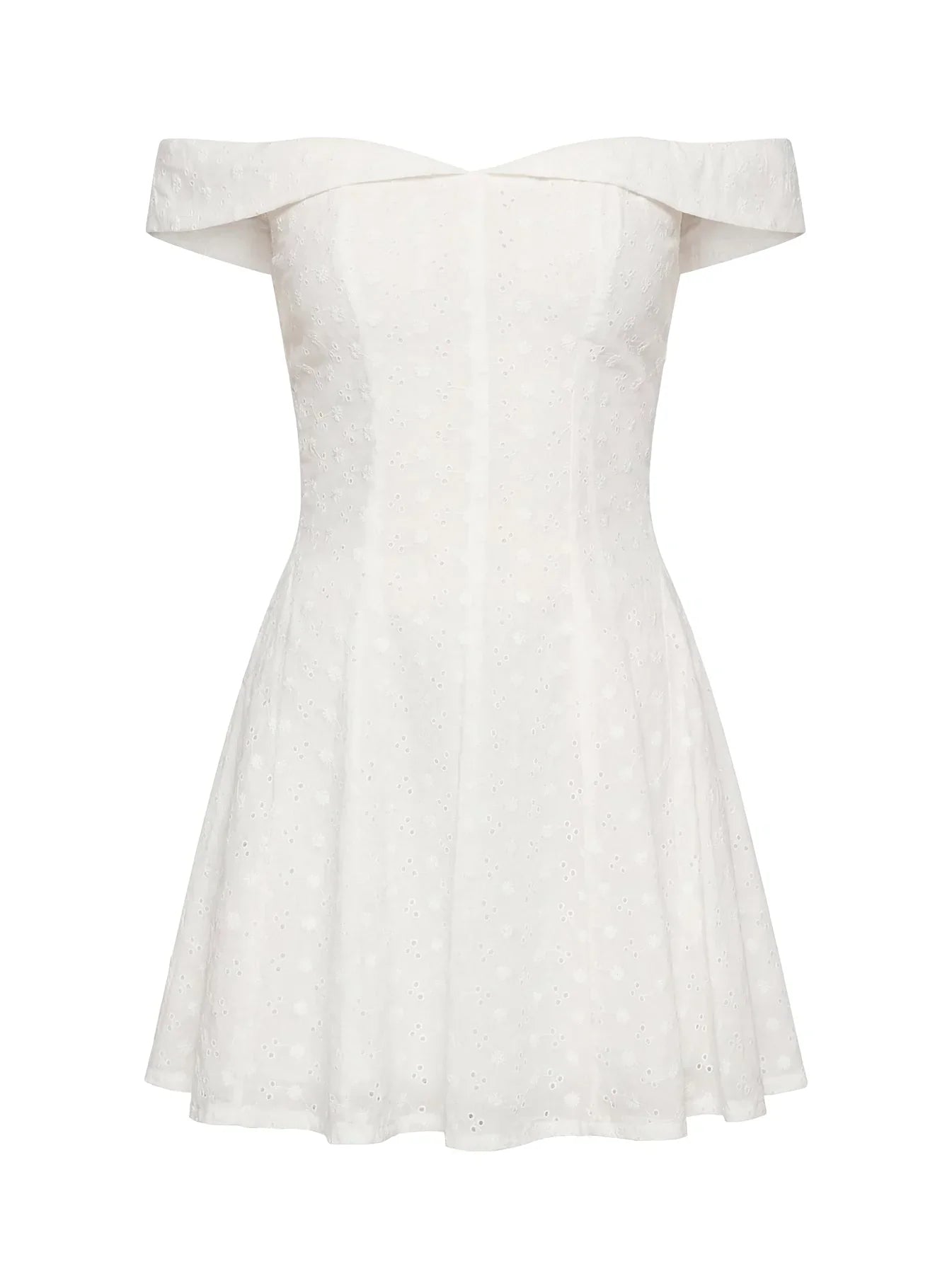 Rosebud Broderie Off The Shoulder Mini Dress White