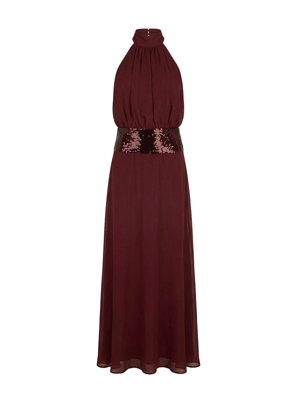 Darwinn Drop Waist Sequin Detail Maxi Dress Burgundy