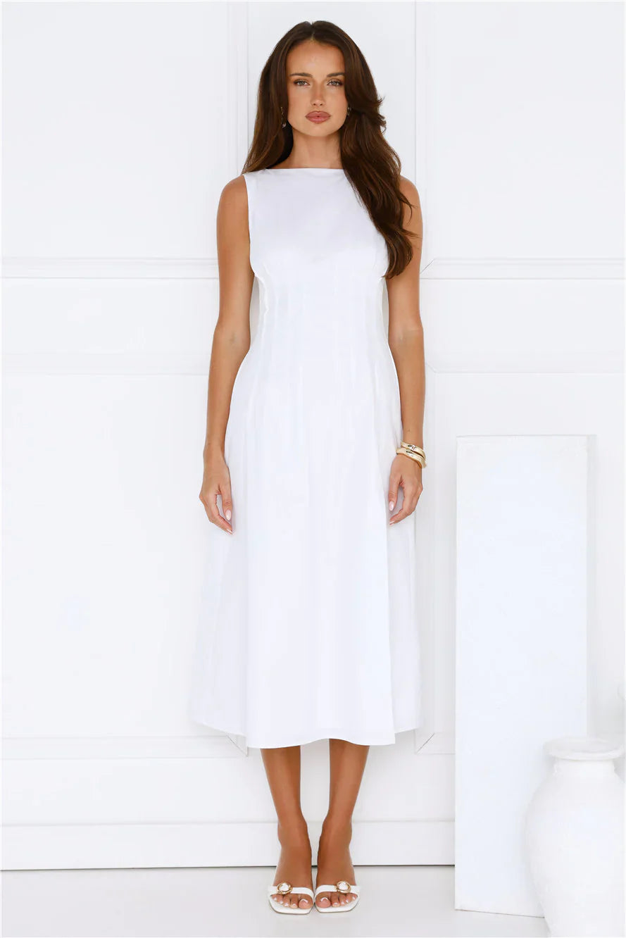 Sun Drenched Days Midi Dress White