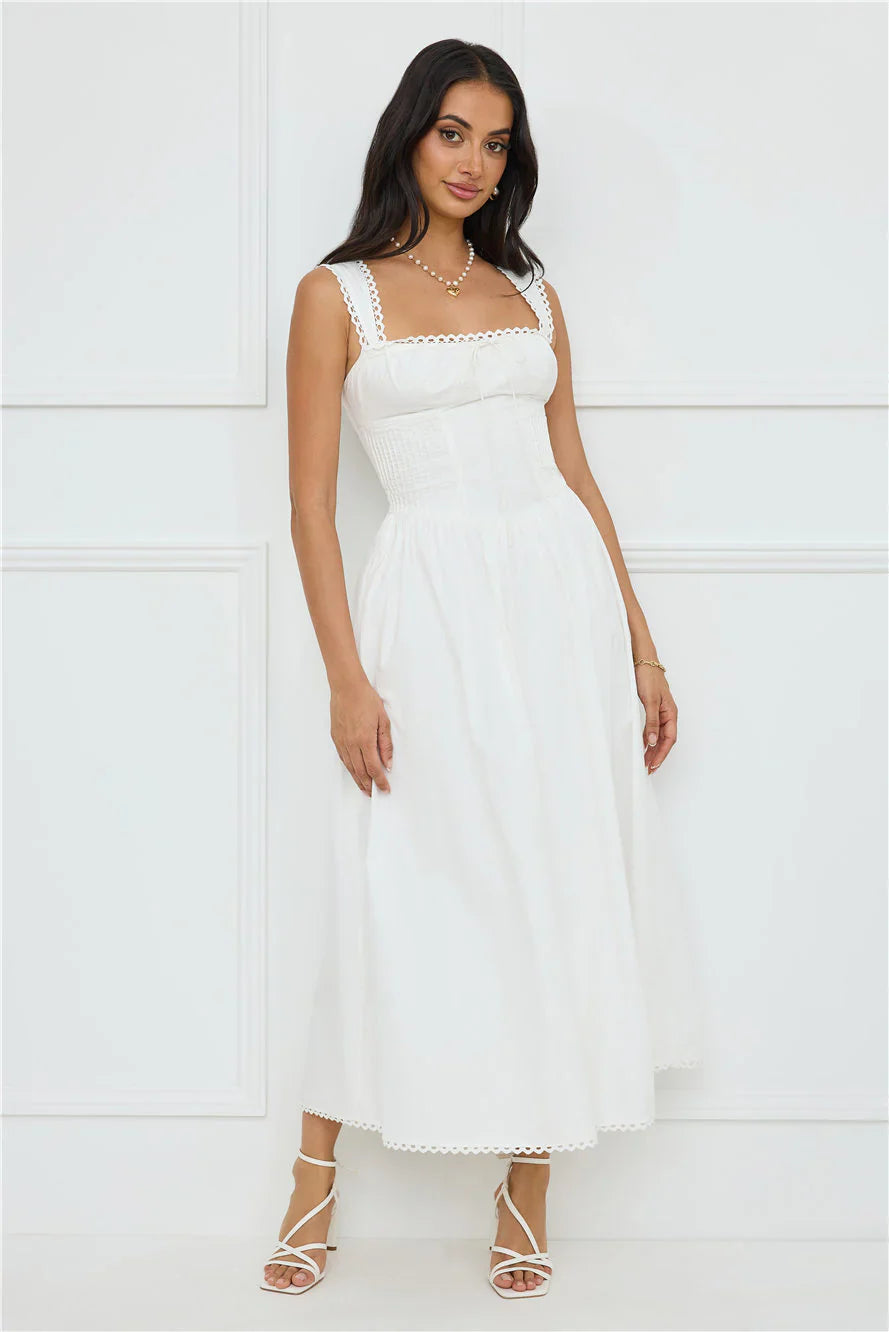 Luxe Serene Midi Dress White