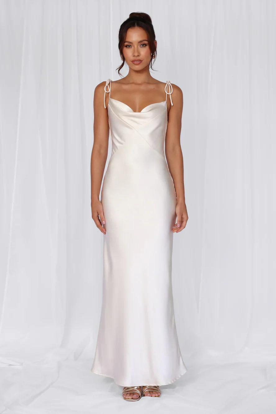 Rose Pink The Penelope Cowl Satin Maxi Dress Pearl