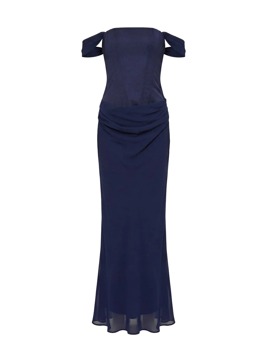 Joslyne Off Shoulder Corset Maxi Dress Navy