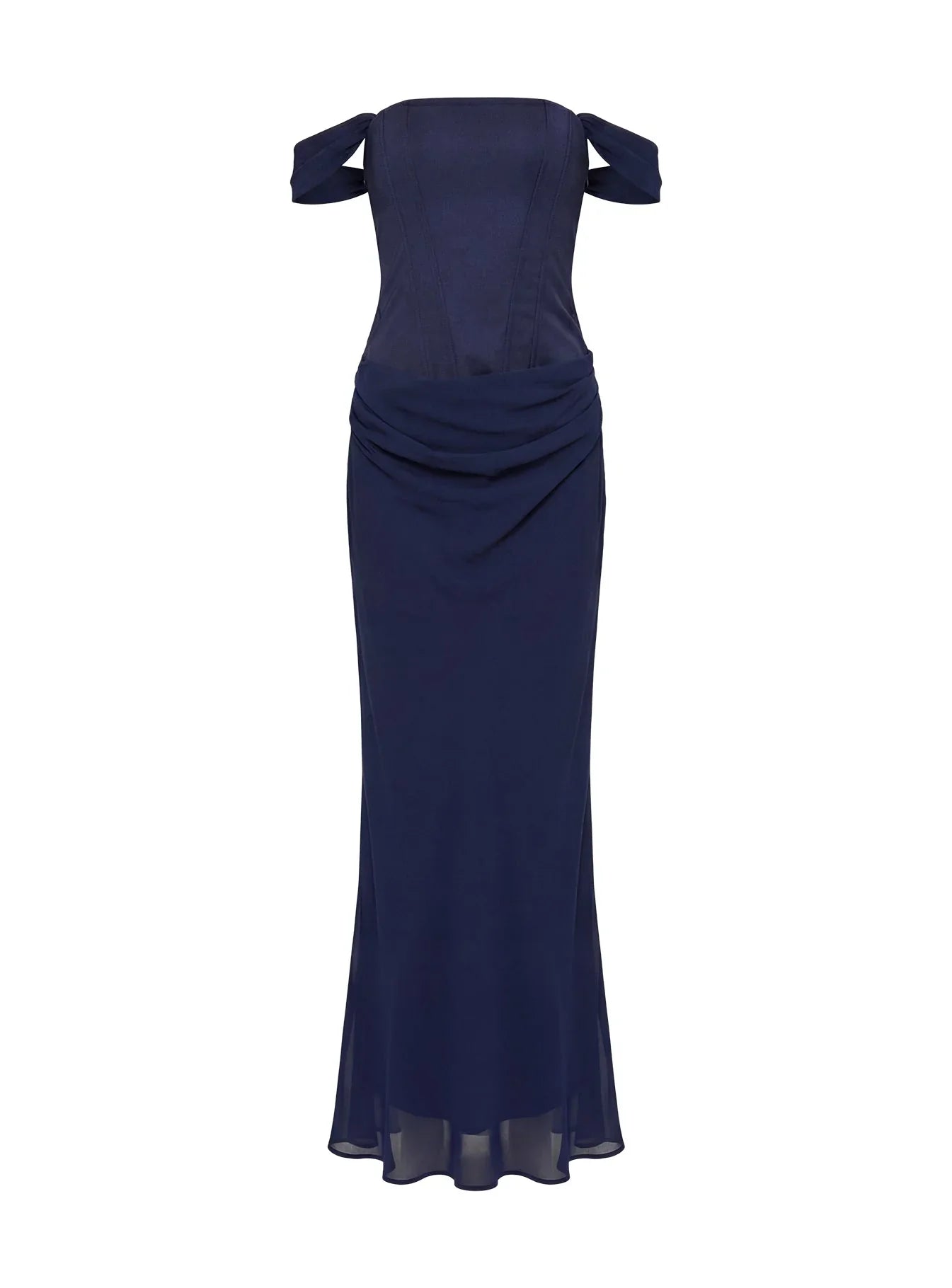 Joslyne Off Shoulder Corset Maxi Dress Navy