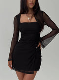 Martinez Long Sleeve Mini Dress Black Petite